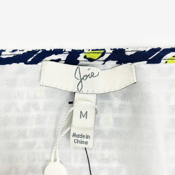 Joie Lawska Mini Dress Medium Blue Silk Geometric Casual Boho Chic Softcore - Picture 12 of 14